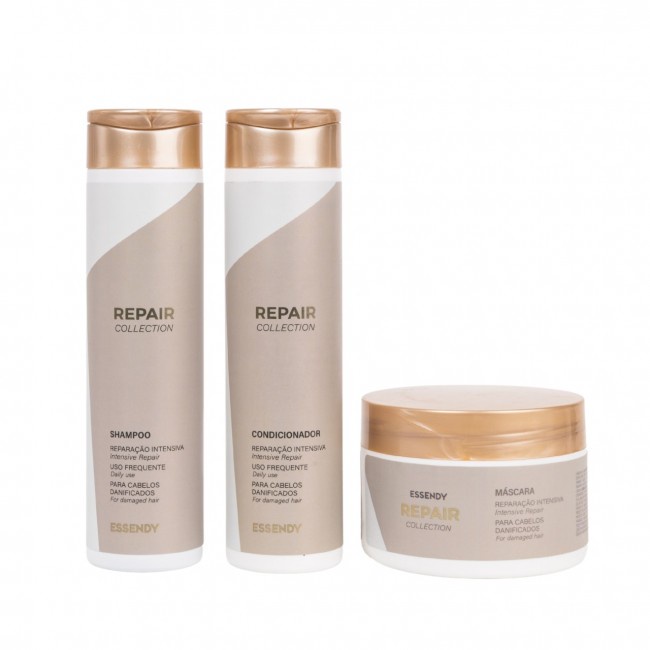 Kit Repair Collection 250ml Essendy - Shampoo Condicionador e Máscara 250ml - Tratamento capilar para todos tipos de cab