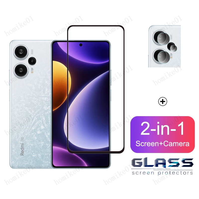 POCO F5 Película De Vidro Temperado Para Xiaomi Pro X3 NFC X4 GT M4 M3 X5 5G F3 C40 2 Em 1 Protetora De Tela De Cobertura Total Da Lente