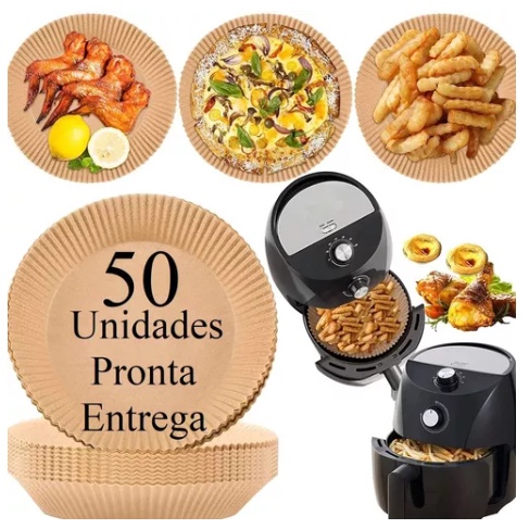 Forro De Papel Especial Descartável P/ Air Fryer Kit Com 50 unidades