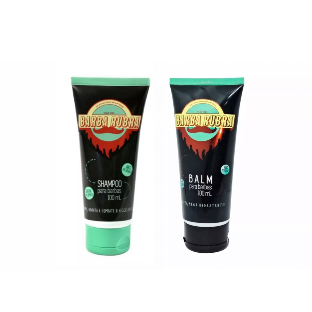 Kit Barba Rubra para Barba - Balm Hidratante e Shampoo Para Barba - Barba Rubra