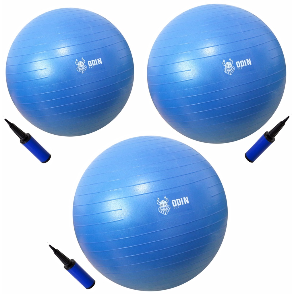 Kit Bola de Ginástica Suíça Pilates 55 65 75cm AZUL Odin Fit em Oferta na Shopee