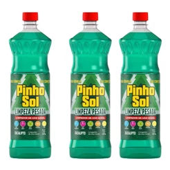 Kit com 3 Limpador Diluível Pinho Sol Limpeza Pesada Eucalipto 1L Cada