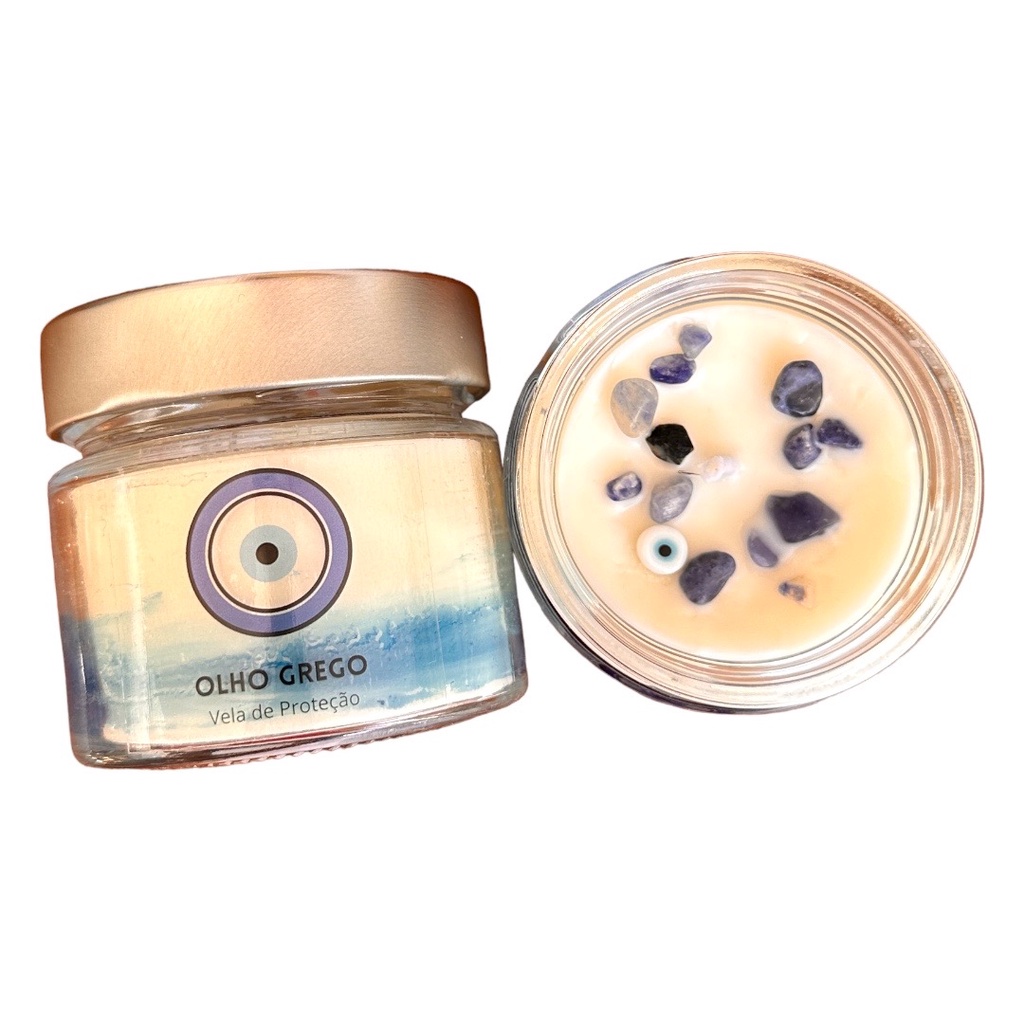 Vela Aromática Olho Grego Proteção 150g em Oferta na Shopee