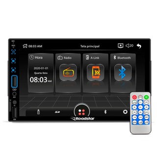 Central Multimídia Para Carro MP5 Tela 7 Polegadas Espelhamento Bluetooth USB SD Rádio FM 2 DIN Roadstar