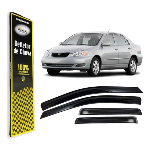Calha de Chuva Defletor Toyota Corolla Sedan 2003 a 2007 4 Portas Ecoflex