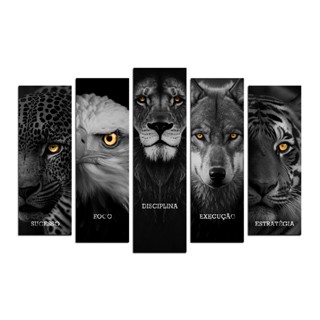Quadros Mosaico Motivacional Personalizado Leão Tigre Onça