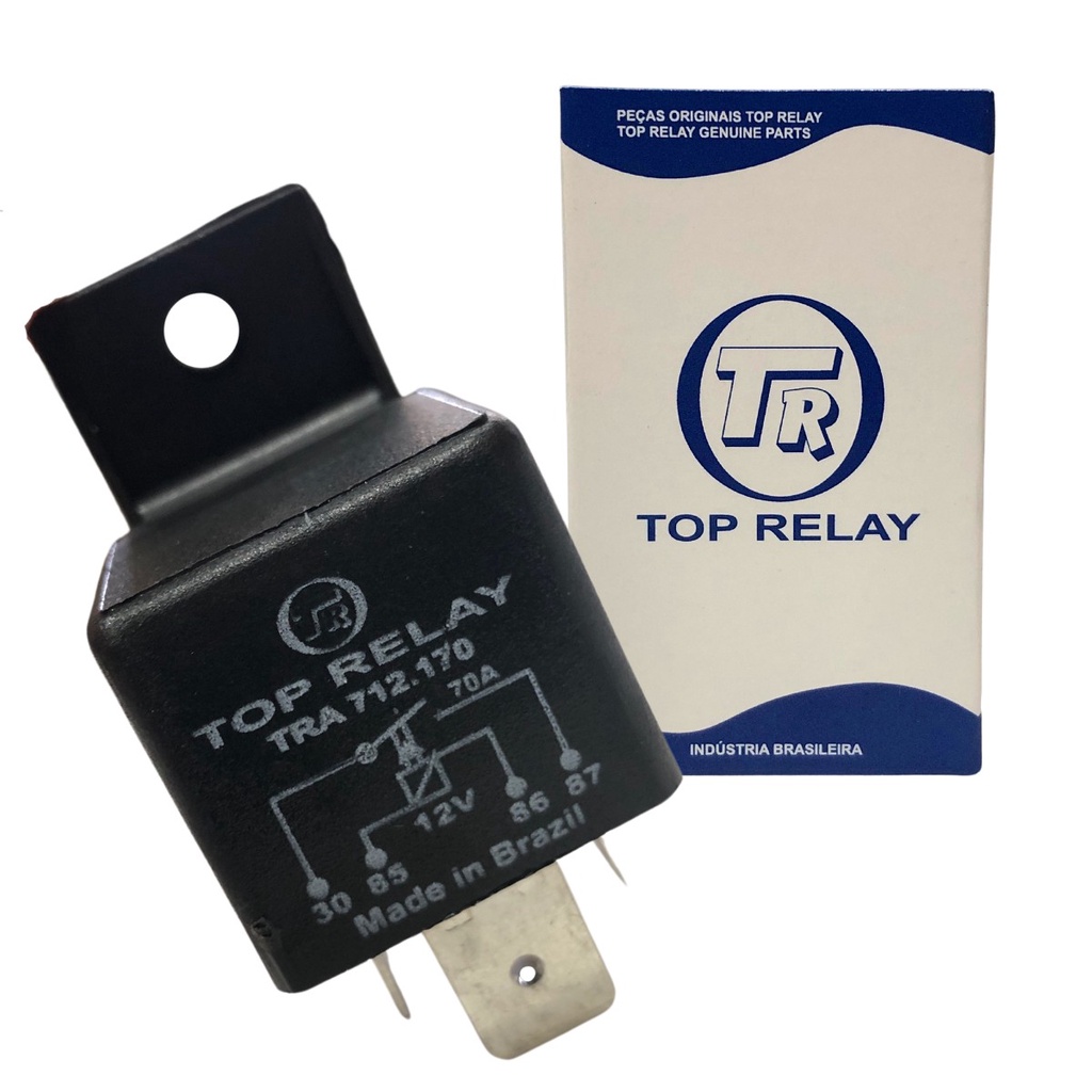Rele Auxiliar 4 Pinos 12 Volts 70 Amperes Com Suporte Universal Elétrica Automotiva Rele TRA712170