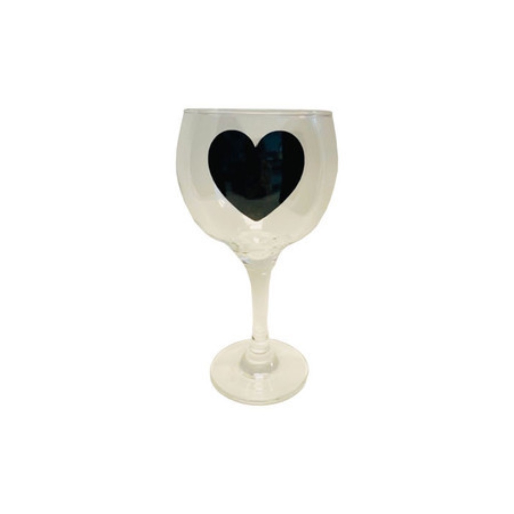 Taça Gin Drinks PB Amor 655ml Porcelana P2 Decorada Coração Preto