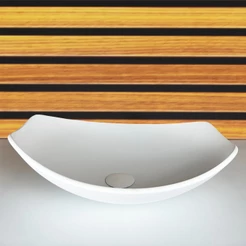 CUBA VIDRO OVAL CHANFRADA 46CM BRANCO FOSCO