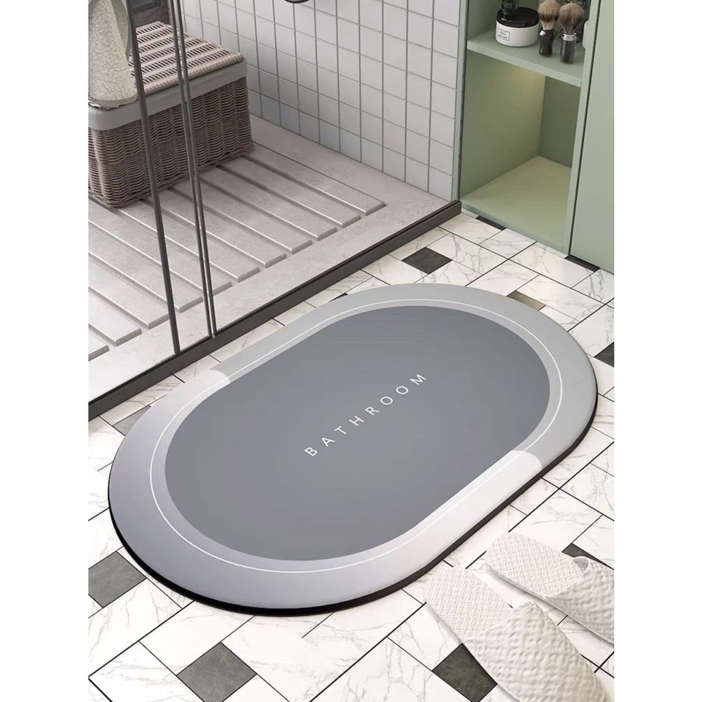 Tapete Antiderrapante Capacho Absorvente Mágico Oval Para Banho Cores Aleatórias