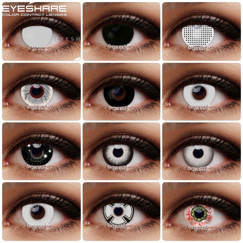 EYESHARE 1 Par De Lentes De Contato Coloridas Para Olhos Anual anime cosplay Contatos Malha Lente Cega Branca