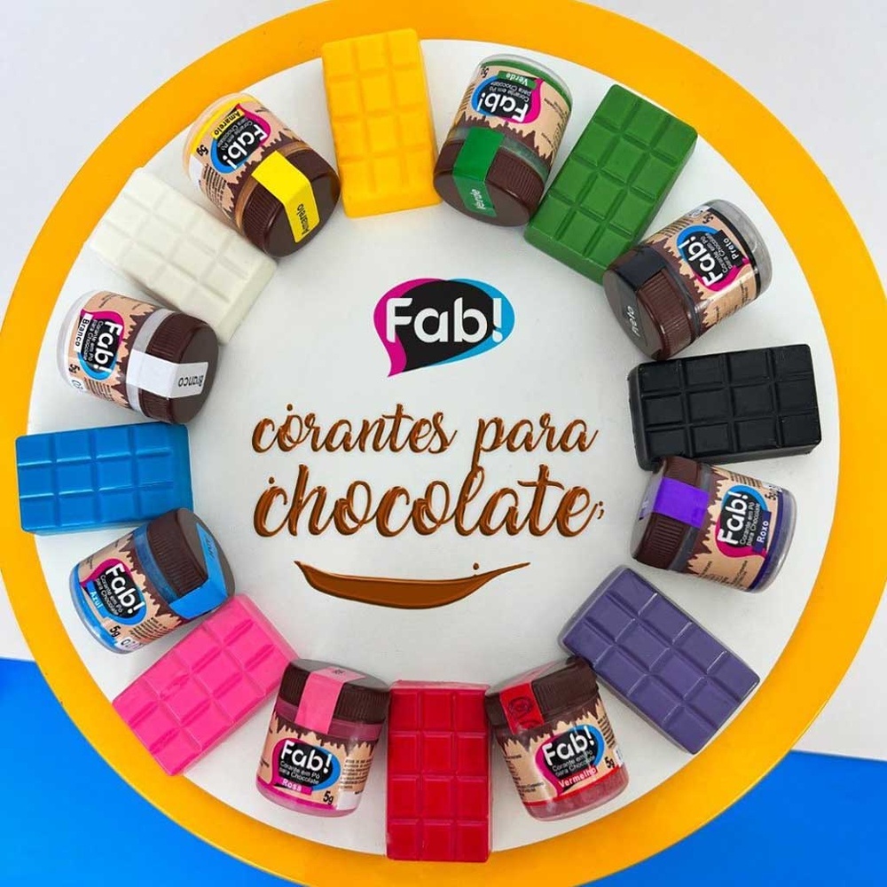 Corante Culinário em Pó Para Chocolate ESCOLHA A COR 5g - Fab