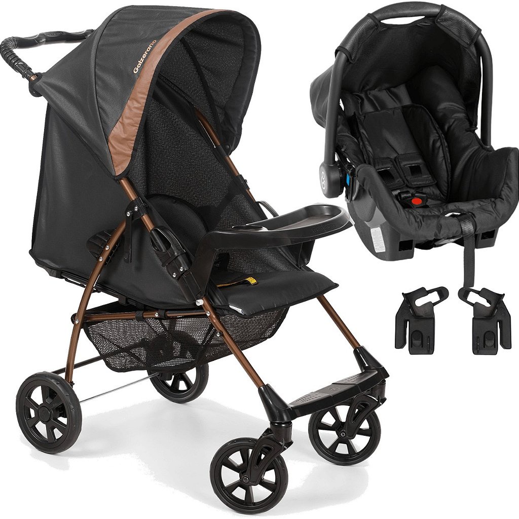 Carrinho de Bebe com Bebe Conforto Galzerano Romano Preto Cobre em Oferta na Shopee