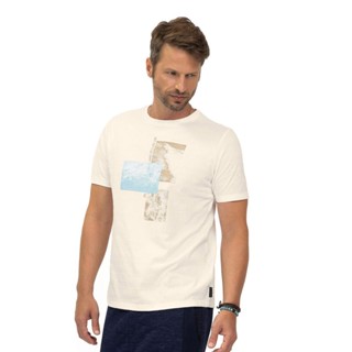Camiseta Estampada Meia Malha Diametro Bege