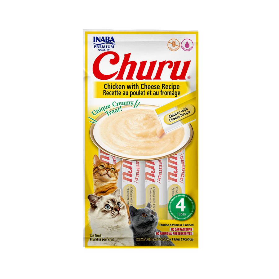 Petisco Churu Para Gatos Adultos Sabor Galinha com Queijo 56g - Pets