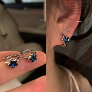 Doce Legal Garotas Azul Estrela S925 Prata Esterlina Fivela Brinco De Orelha Cravos Acessório