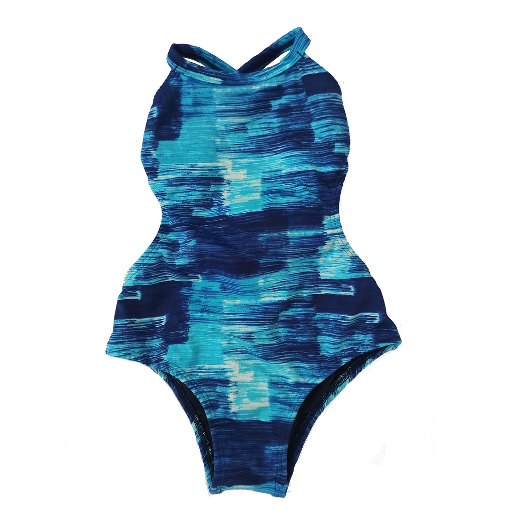 Maiô feminino infantil azul estampado 0 a 16 anos