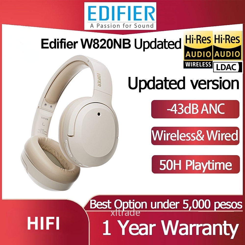 EDIFIER W820NB Versão Atualizada Dual Hi-Res LDAC Audio Wireless Bluetooth Headphones 43dB ANC Ruído Ativo Cancelando Fones De Ouvido Para Jogos , Mulheres , Meninas