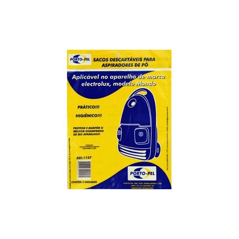 SACO ASPIRADOR P/ ELECTROLUX MONDO PORTOPEL - 3 UNIDADES (COD.1157)