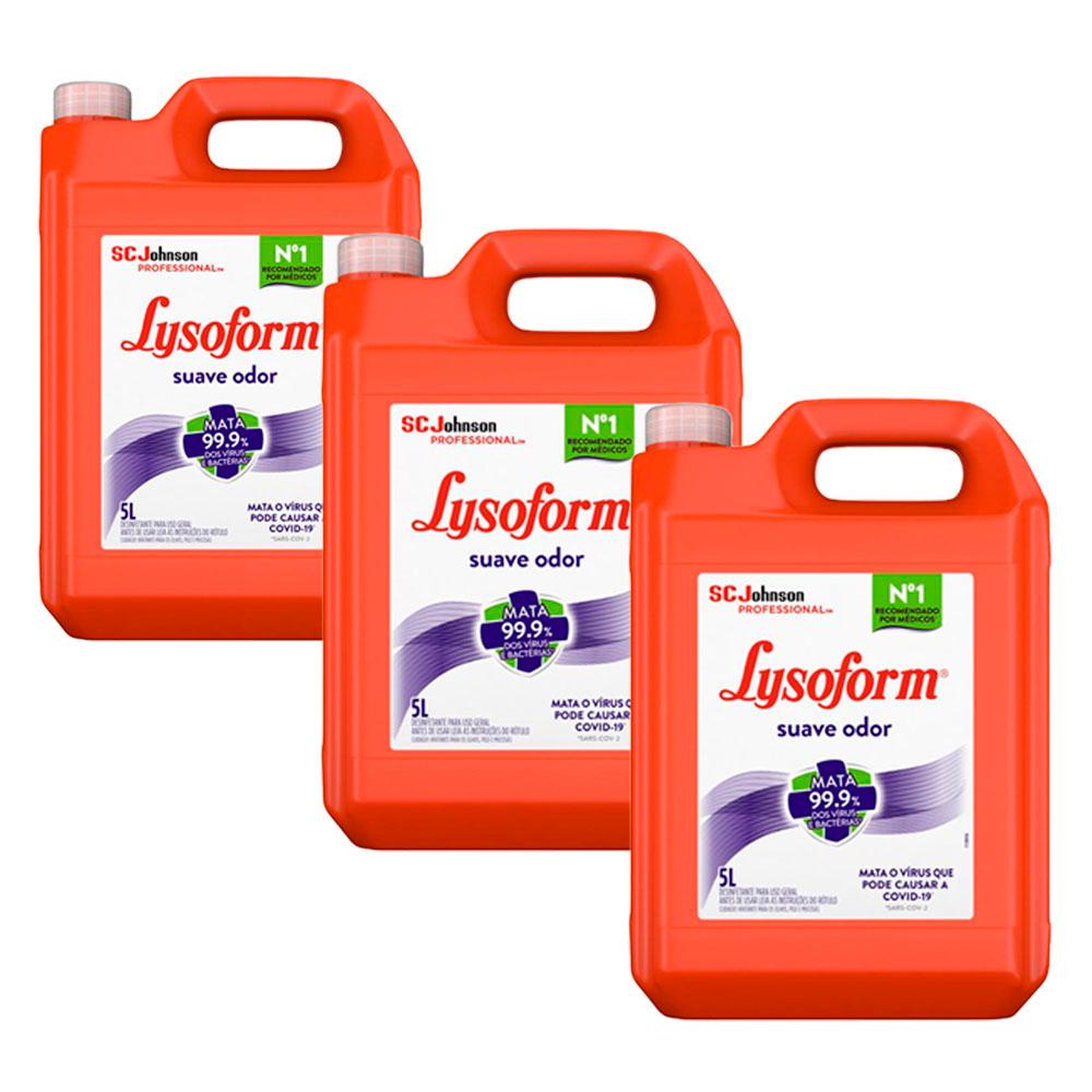 Kit 3 Desinfetantes Lysoform Uso Geral Odor Suave 5L em Oferta na Shopee