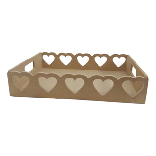 Bandeja Coração Retangular C/ Alça MDF Decoração Dia das mães Otima cesta café da manhã em Oferta na Shopee