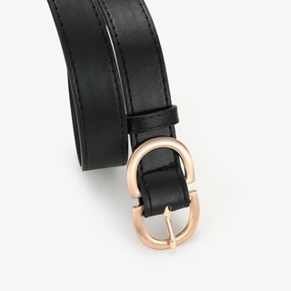 Cinto Feminino De Couro Com Fivela Dourada