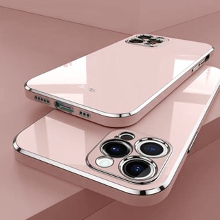 Capa De Luxo Para iPhone 14 13 12 11 Pro MAX Mini Plus Xs XR X Silicone Macio Cor Sólida Coque