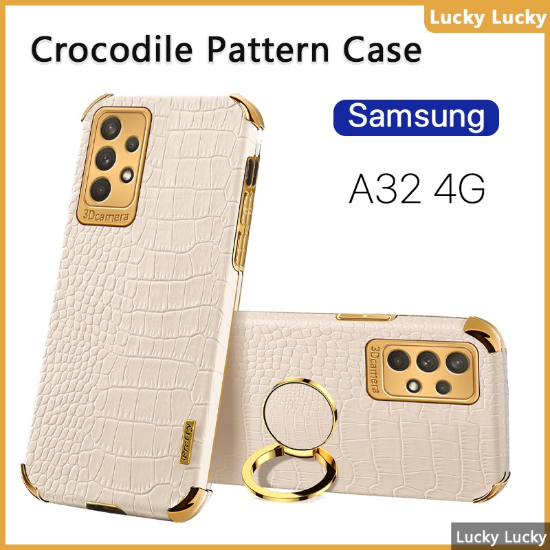 Padrão Crocodilo Samsung A32 4G Caixa A02 A02S A12 A22 A32 A42 A52 A72 4G 5G Porta-Anel De PU L