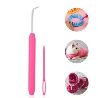 2 Agulhas Tear Tapecaria Ponta Curva Malhas Trico Croche plastica