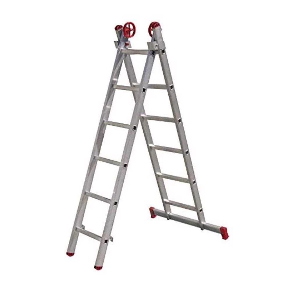 Escada Extensiva de Alumínio 6 x 2 Degraus 1,84 x 2,76 Metros EVE1004 EVALD