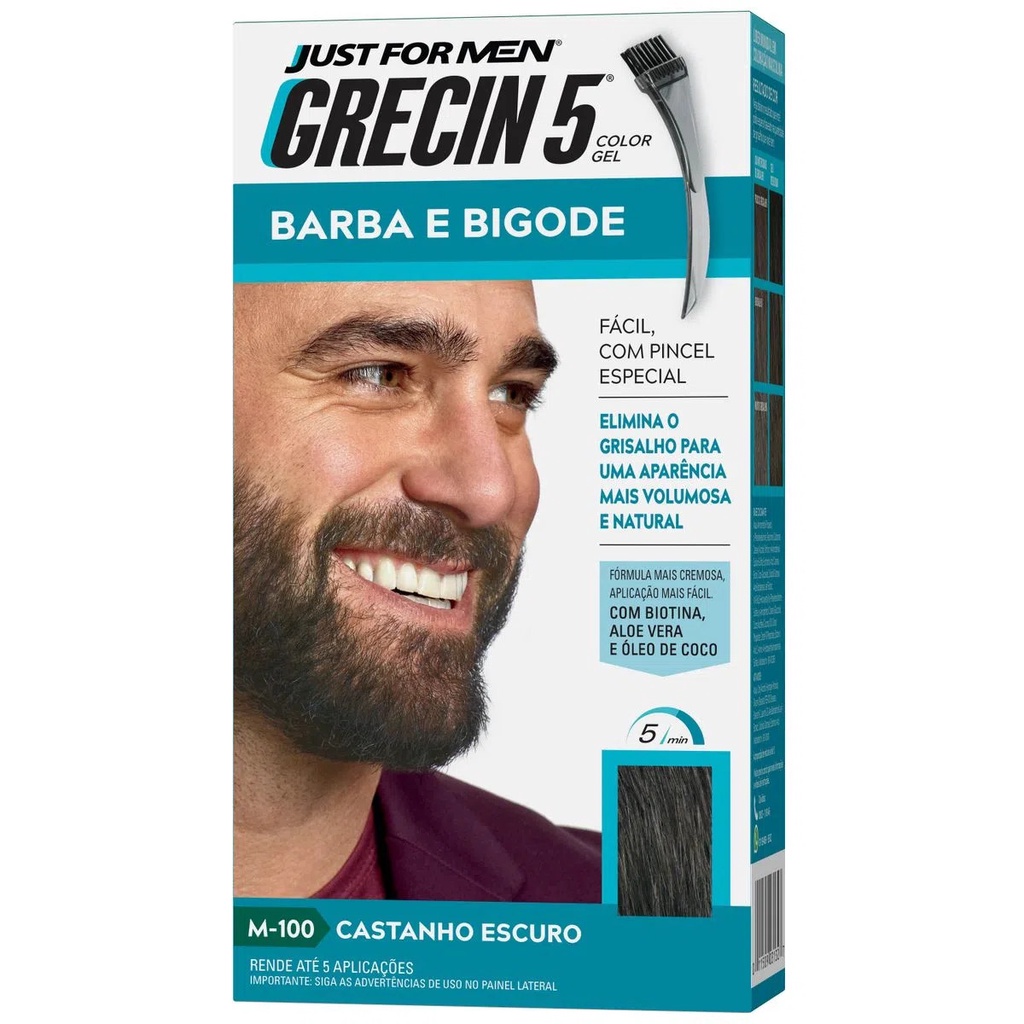 Barba e Bigode Grecin Cor Castanho Escuro 28g em Oferta na Shopee