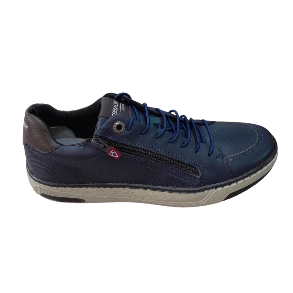Sapatenis Ferracini Masculino Couro Marinho Original Macio