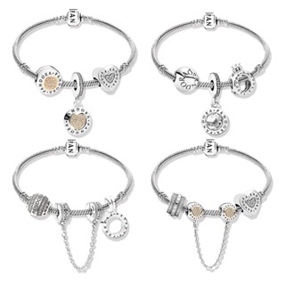 Conjunto de 4 peças Bracelete de bricolage 925 Prata e Berloques Corrente de Encanto 19cm