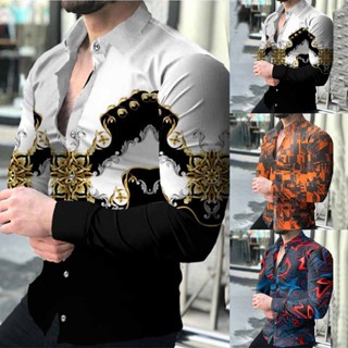 2023 Moda Camisa Casual De Luxo De Alta Qualidade Camisas Homens De Moda Flores Impressão Tops De Manga Comprida Roupas Masculinas Prom Cardigan