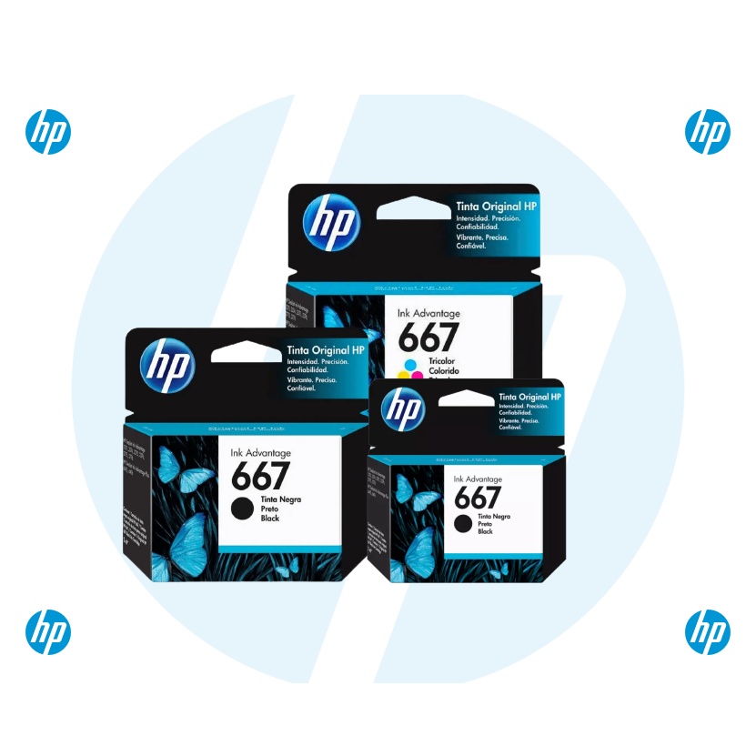 Kit de Cartuchos 667 HP 2 Pretos e 1 Colorido Original - REVENDEDOR OFICIAL HP / HP Deskejet Ink Advantage: 1275 / 2374 / 2375 / 2376 / 2775 e 2776. HP Deskejet Ink Advantage Plus: 6475 e 6476