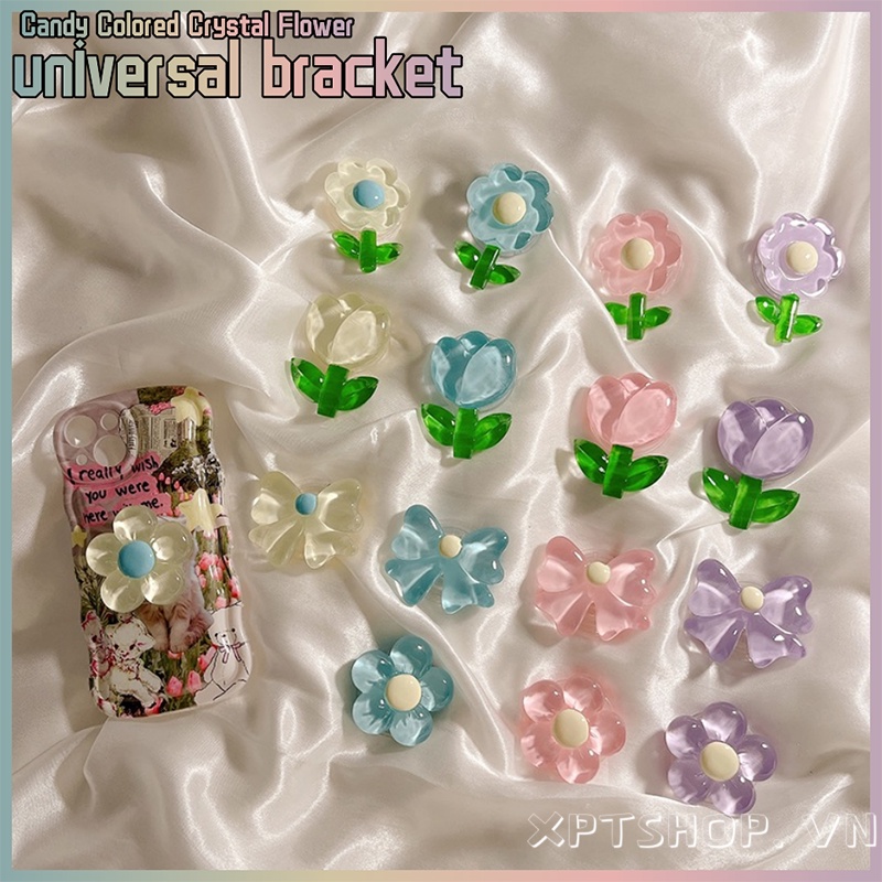 INS Pequeno Fresco Simples E Transparente Flor De Doce Arco De Airbag Suporte Para