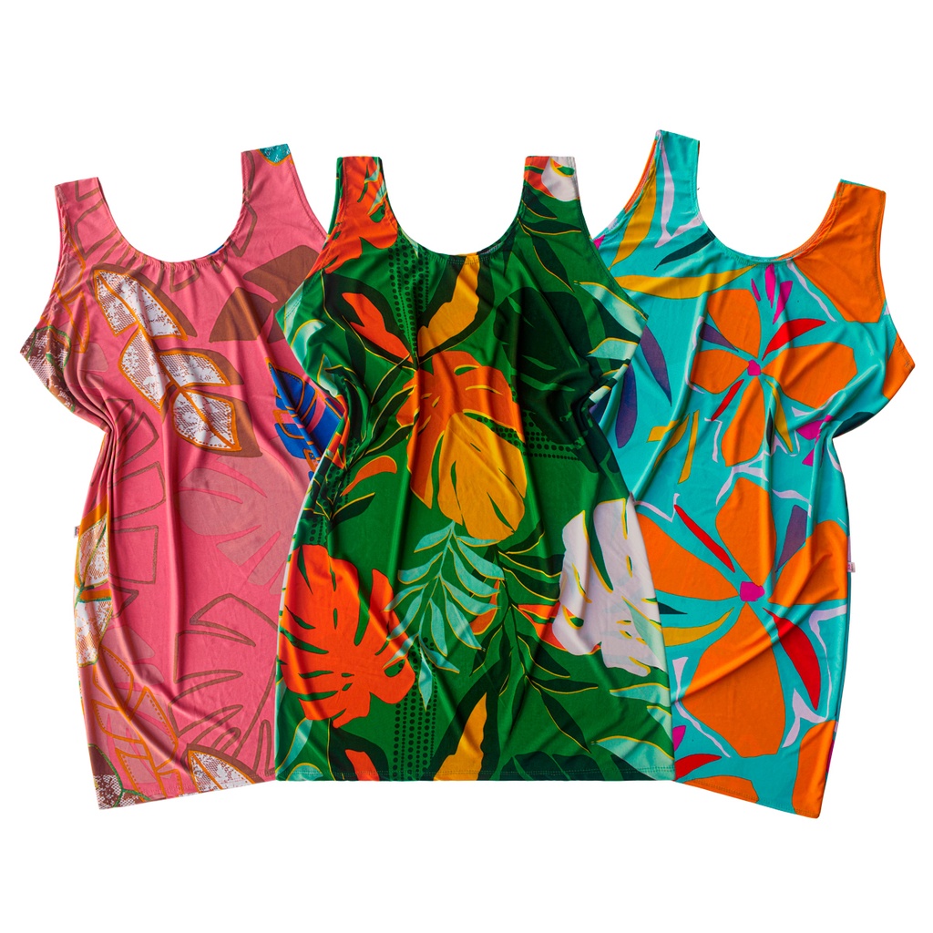 Kit 3 Vestido Camisão Feminino Malha Regata Manga Curta Adulto Empório Da Roupa em Oferta na Shopee