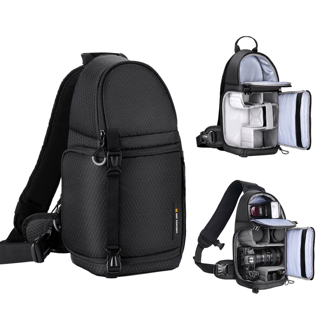 K & F CONCEPT Bolsa Para Câmera Sling Bag À Prova De Choque Com Capacidade De 10L DSLR/SLR/Mirrorless Divisórias Removíveis