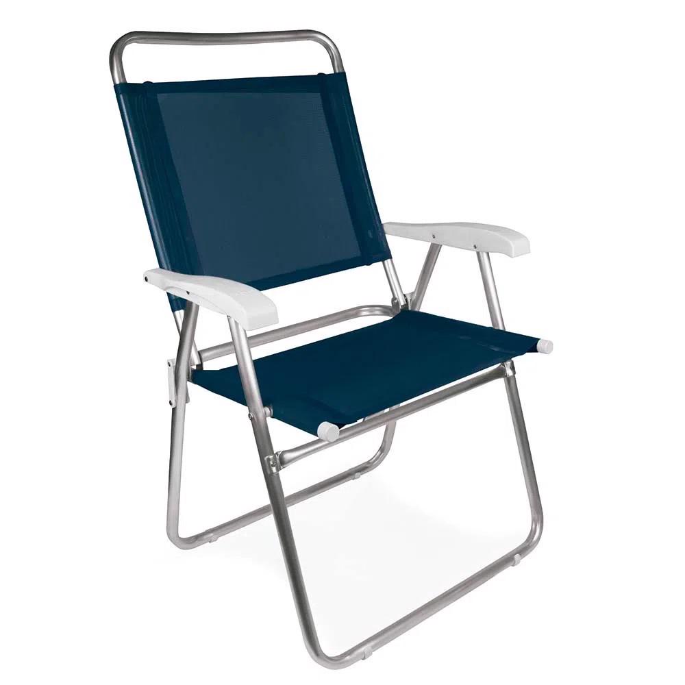 Cadeira de Praia e Piscina Master Plus Alta em Alumínio 2112 Azul MOR - Home & Living