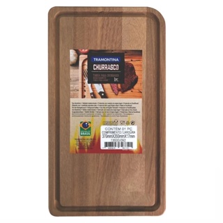 Tábua de Madeira Churrasco Tramontina Retangular com Acabamento Natural Lixado 3530092 em Oferta na Shopee