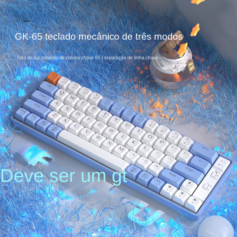 Wild GK65 /69 Teclado sem fio Bluetooth 2.4g Teclado mecânico de jogos de três modos Teclado mecânico de jogos de computador com fio Teclado sem fio