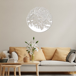Mandala Montanhas em Mdf Decoração Parede Vazado Branco 60cm em Oferta na Shopee