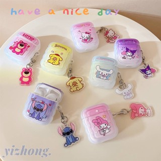 Caixa Para Airpods Pro 2 3 1 Cartoon Lotso Bear Cinnamoroll Stitch Melody Gradient Color Wave Edge Fone De Ouvido TPU Macia Com Capa Protetora Sem Fio Anti-Perda