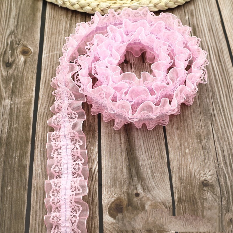 1 Jarda Tule De Renda Pregueada Lolita Rufo De Tecido Fita Floral Acessórios De Vestuário 4cm De Largura Em Venda JY