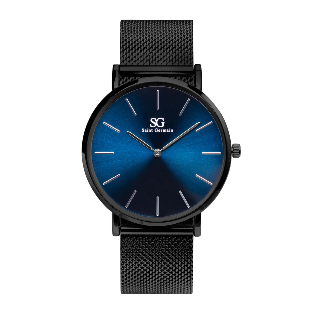 Relógio Masculino Preto Saint Germain Houston Full Blue 40mm - Fundo Azul