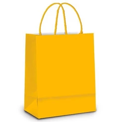 Sacola de Papel M Amarelo - 26x19,5x9,5cm - 10 unidades - Cromus - Rizzo Embalagens