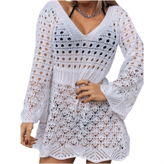 Moda Praia Trico Saida Rendada Manga Flare Estilo Bata em Oferta na Shopee