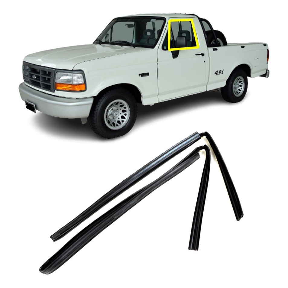 Jogo Borracha Vidro Porta Canaleta Ford F1000 1993 Em Diante