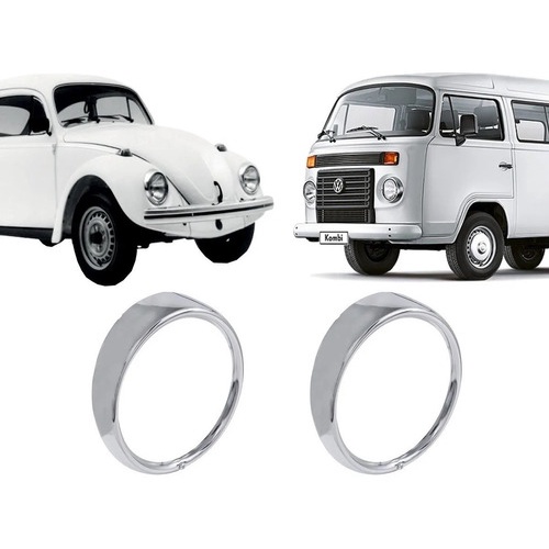 Par Aro Do Farol Vw Kombi Fusca Cromado