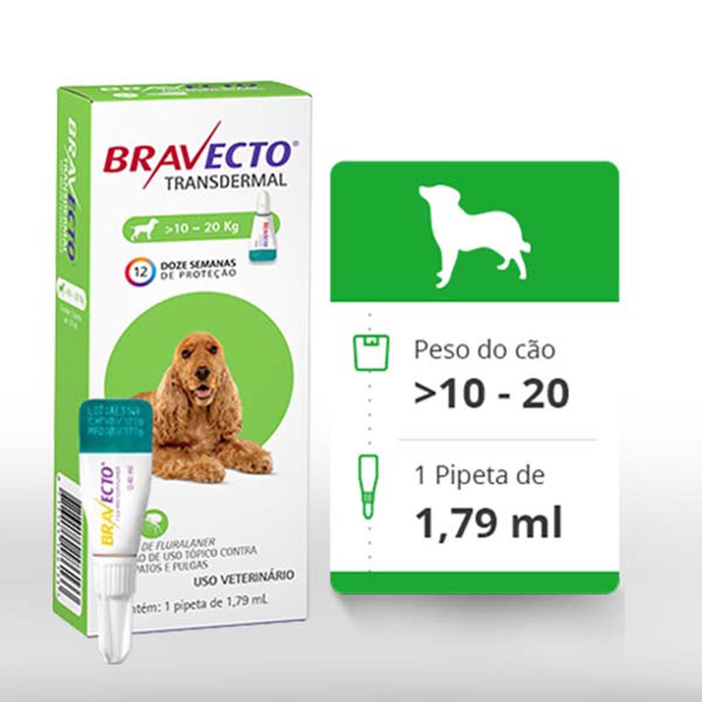 Bravecto Transdermal para Cães de 10 a 20 Kg - 500 mg em Oferta na Shopee